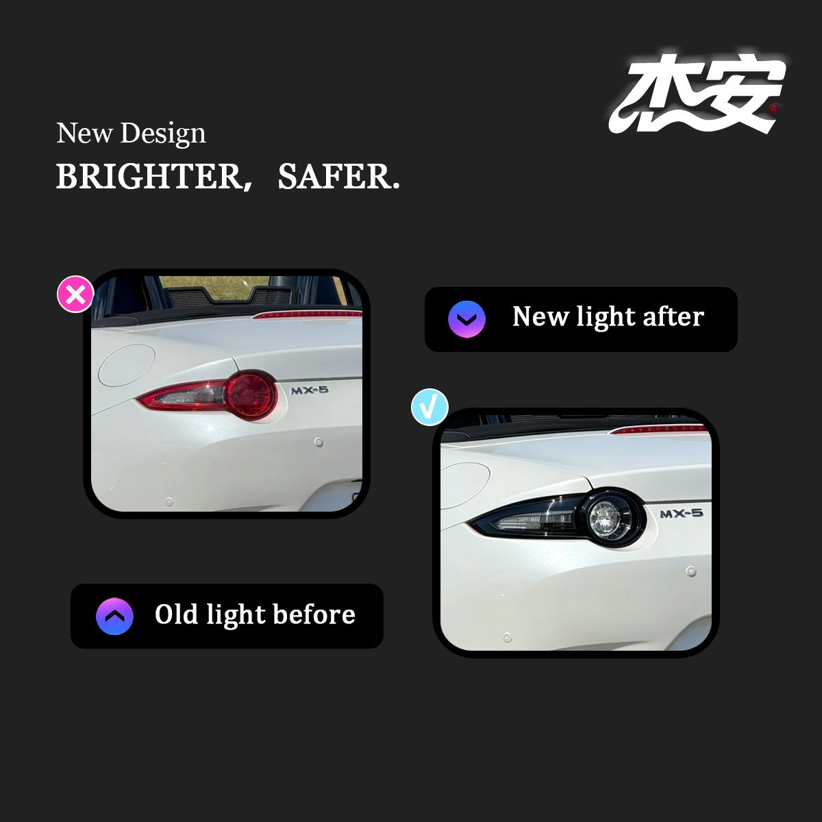 Mazda MX5 Clear LED Taillights Modified Rear Lamps - view 3