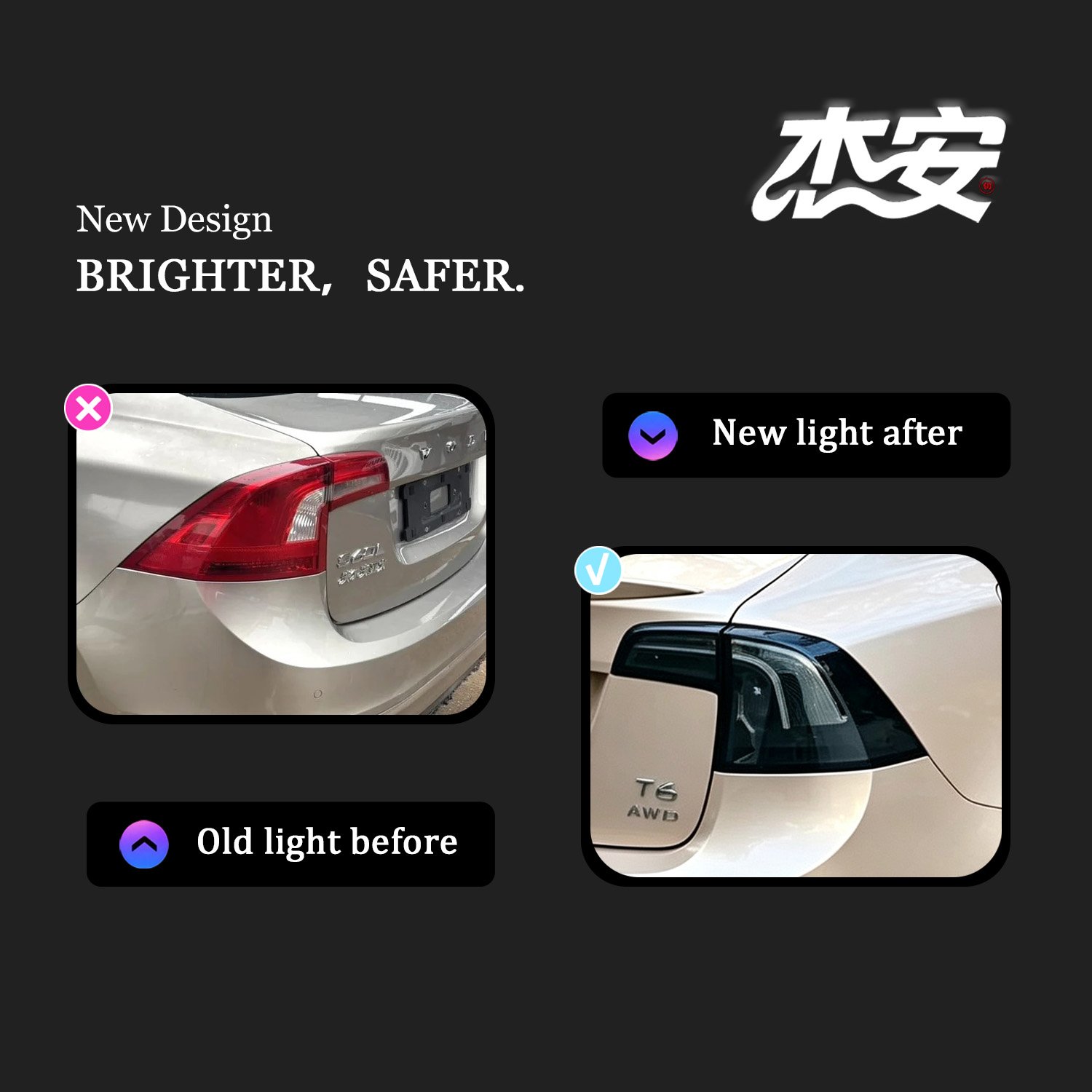 Old Volvo S60 Aftermarket Custom Clear LED Tail Light Assembly - view 5