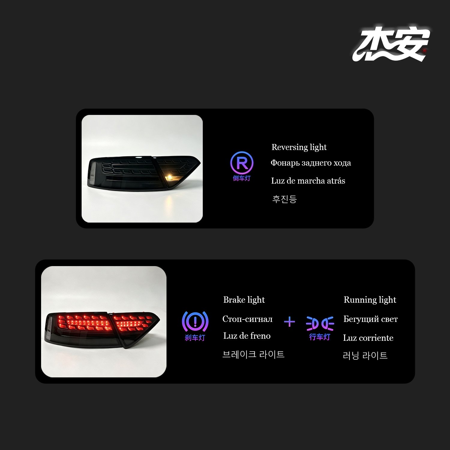Aftermarket Custom Clear Black Base Tail Light Assembly For Audi A5 S5 Modified Rear Lamp - view 3