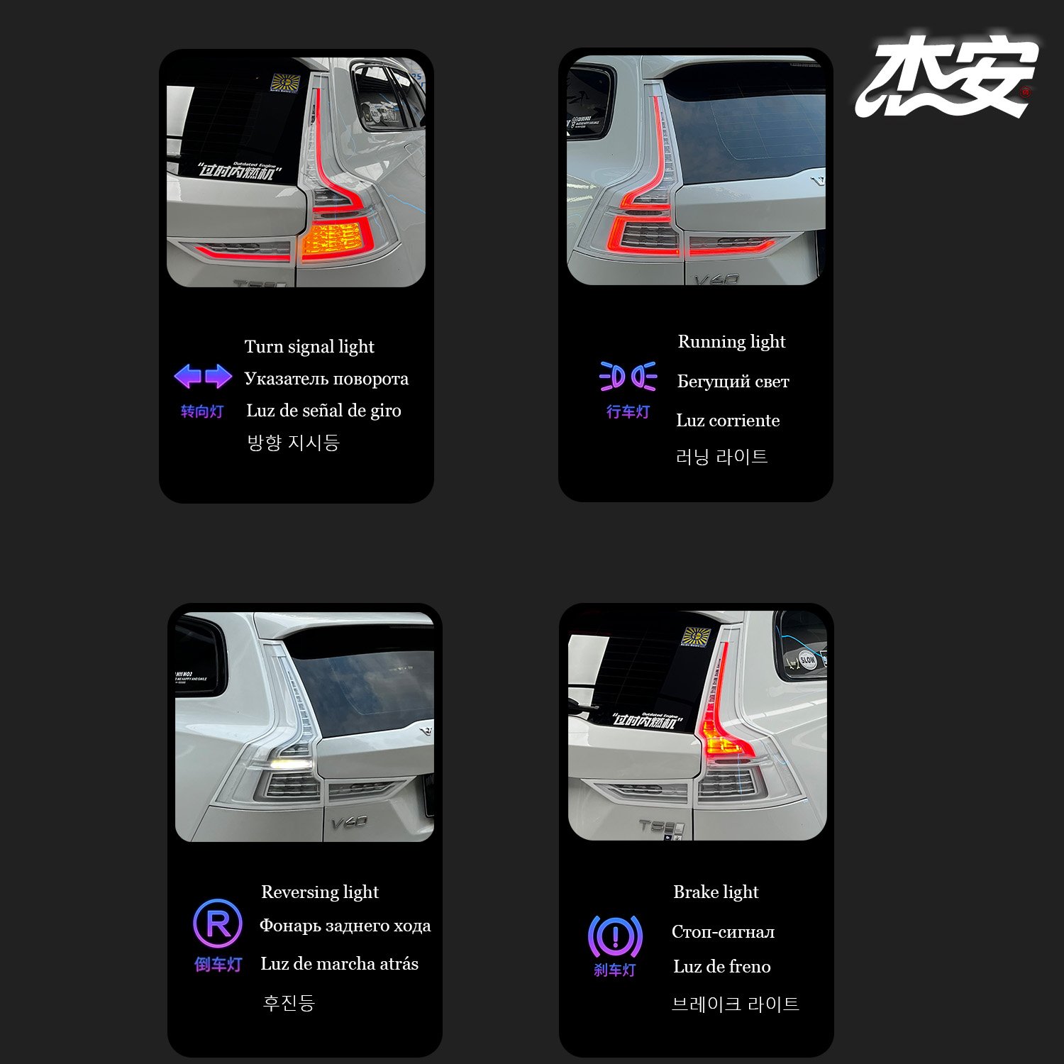 Modified Clear White Housing Tail Light Assembly Replacement For Volvo V60 Aftermarket Rear Taillamp - view 3