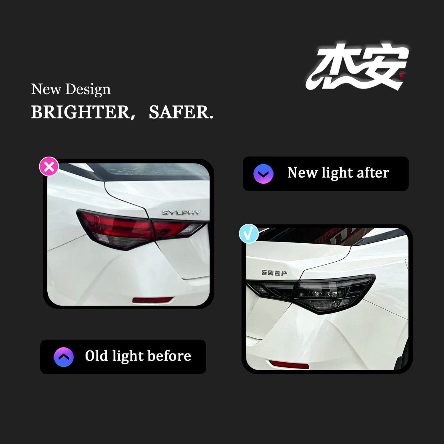 Modified Clear Black Housing Tail Lamp Assembly Fit for Nissan Sylphy E-Power Replacement Taillights - view 4