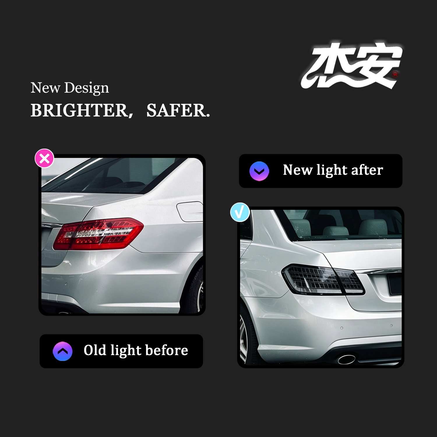 Mercedes Benz E-Class Modified Clear Tail Light Assembly, Upgrade Rear Tail Lights - view 4