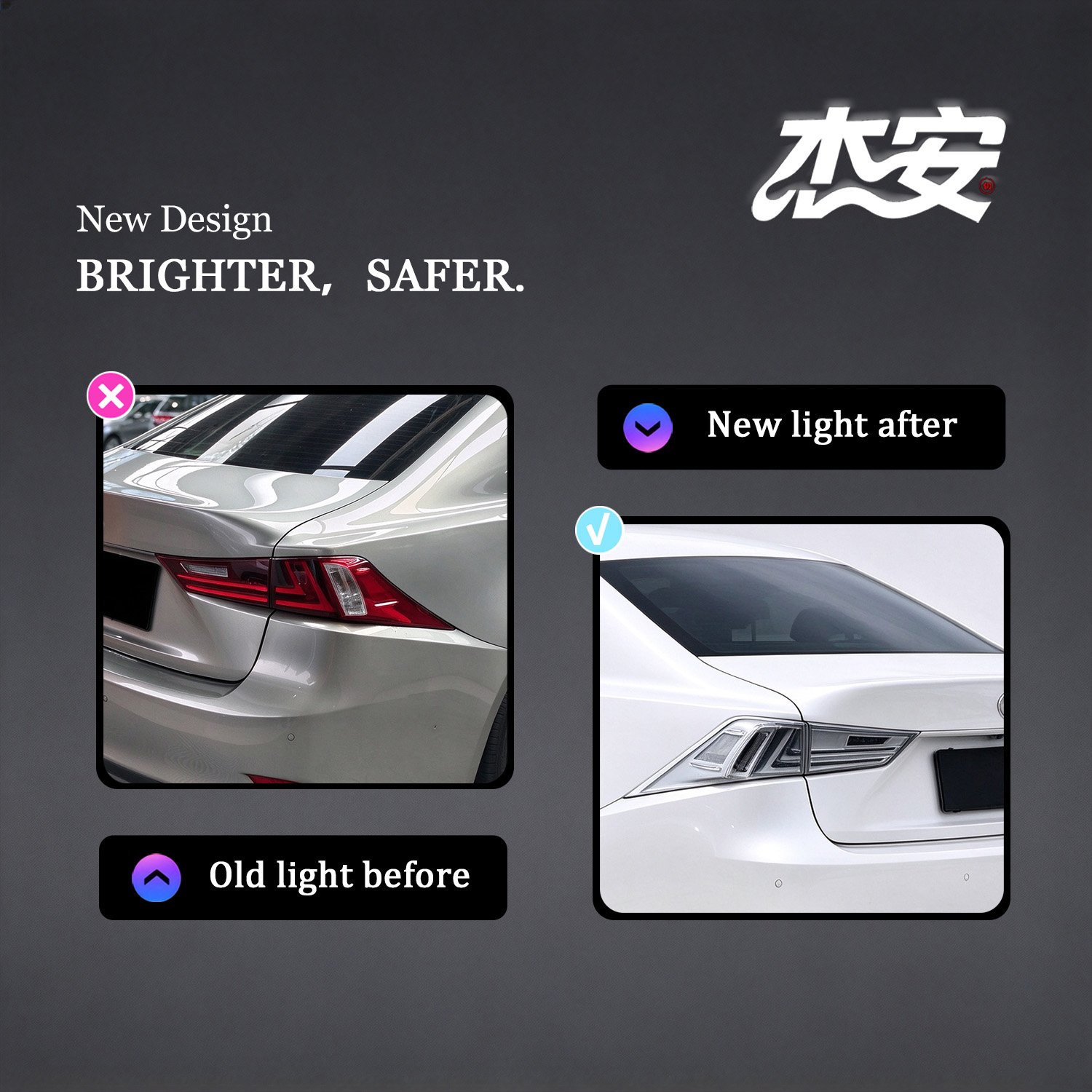 Clear Lens Tail Light Assembly For Lexus IS, Modified Rear Taillight Replacement - view 4