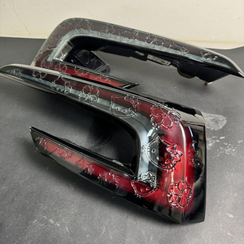 Tesla Model 3 Tail Light Carving Made from Original Factory Parts