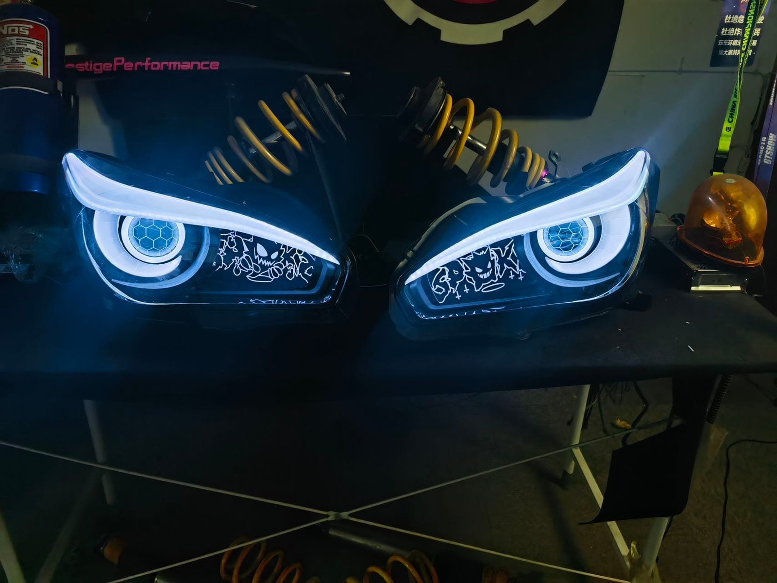For Infiniti Q70 Y51 Owl Eye Style LED Tail Lights (Pair) – Smoked Lens & Sequential Turn Signal