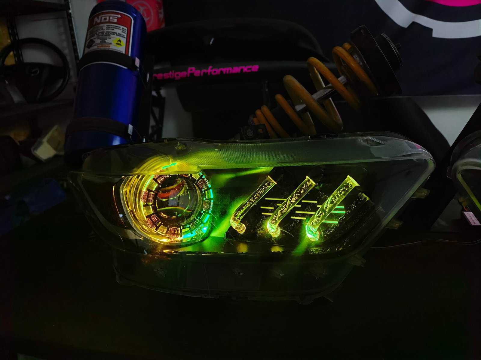 JDM Tuning Water Cooling Simulation LED Headlights for Ford Mustang GT 2015-2023 – RGB Effects - view 3