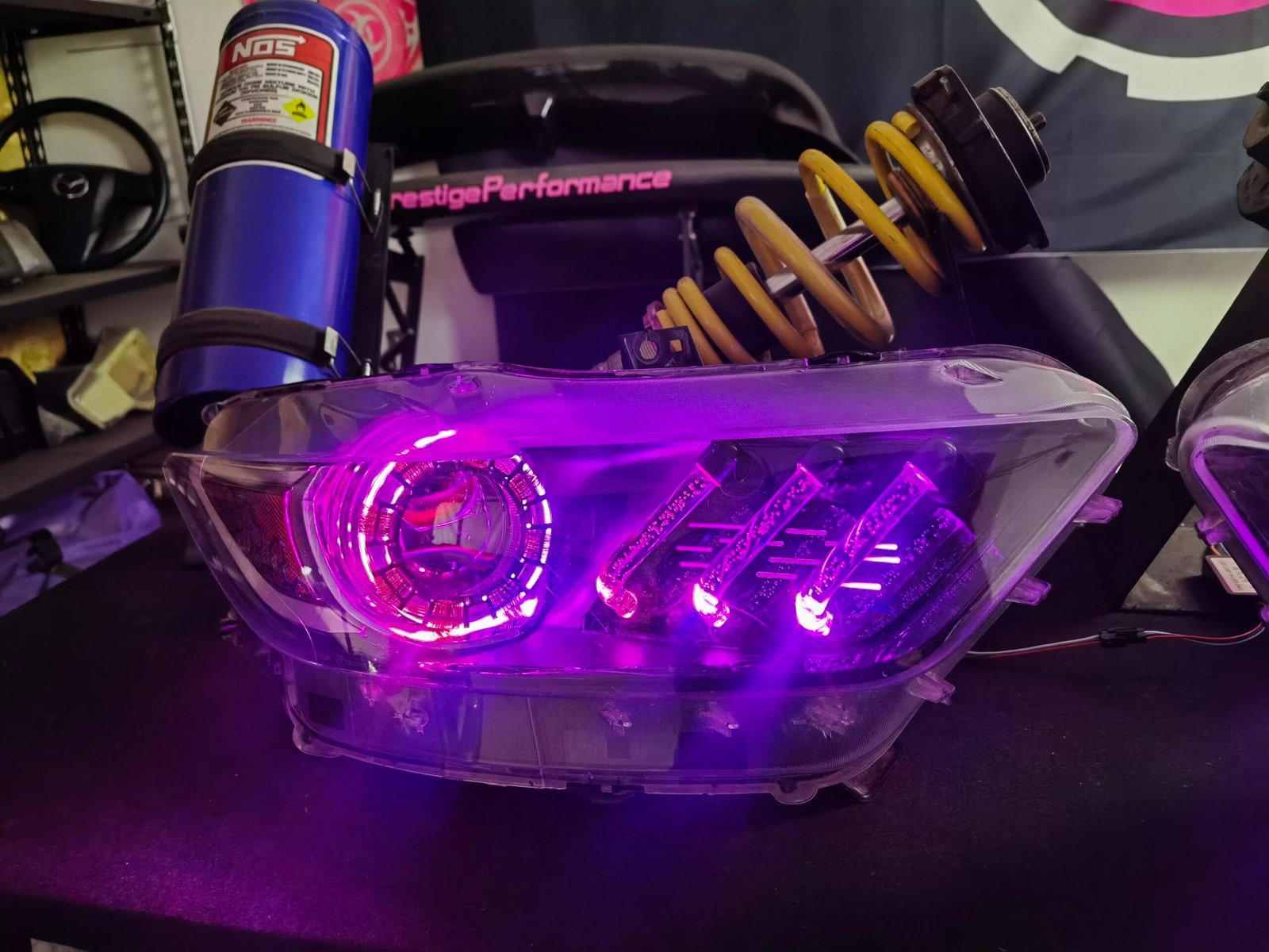 JDM Tuning Water Cooling Simulation LED Headlights for Ford Mustang GT 2015-2023 – RGB Effects - view 4